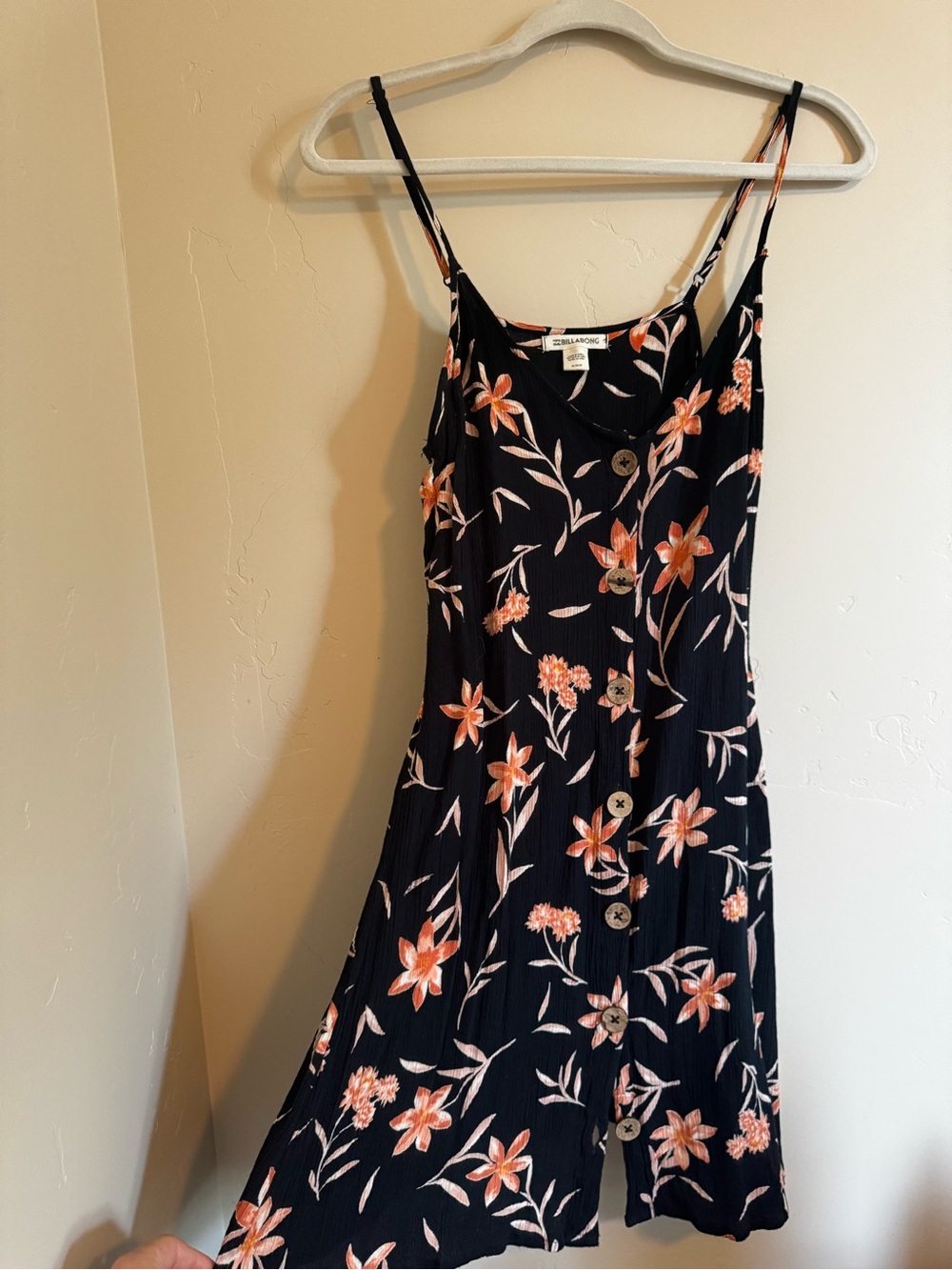 Billabong Black Mini Dress with Peach Floral